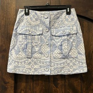 Lulus Blue and White Mini Skirt - size M